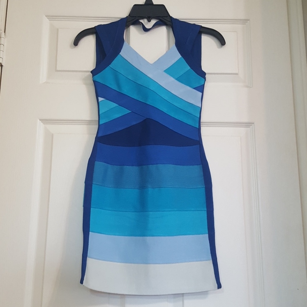 Bandage dress multi color blue (sz 2)